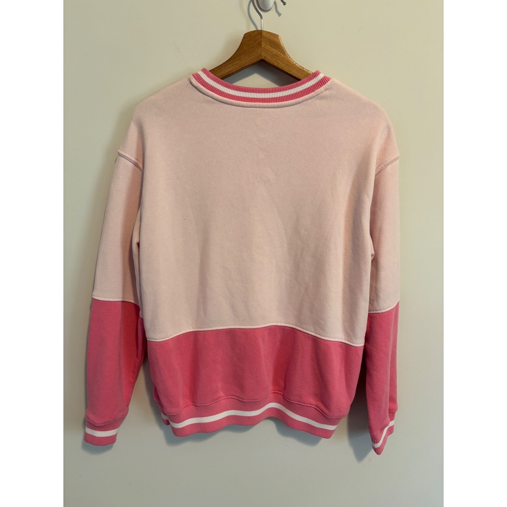 Hello Kitty Sanrio Pink Colorblock Sweatshirt Hybrid Apparel Striped Trim Small - Picture 2 of 5
